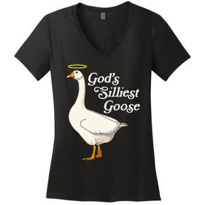 GodS Silliest Goose GodS Silliest Goose Duck Funny Women's V-Neck T-Shirt