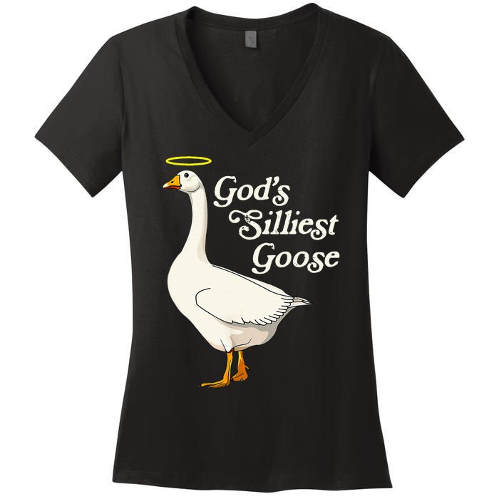 GodS Silliest Goose GodS Silliest Goose Duck Funny Women's V-Neck T-Shirt