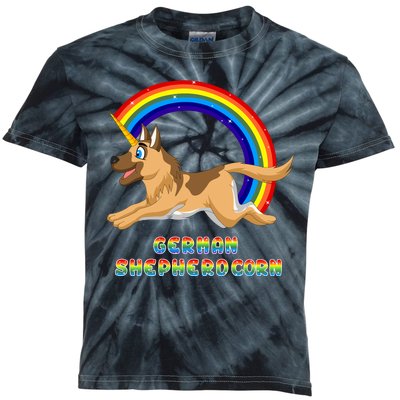 German Shepherdcorn German Shepherd Unicorn Kids Tie-Dye T-Shirt