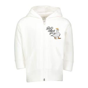 God's Silliest Goose God's Silliest Goose Duck Funny Toddler Zip Fleece Hoodie