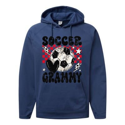 Groovy Soccer Grammy Soccer Lover MotherS Day Performance Fleece Hoodie