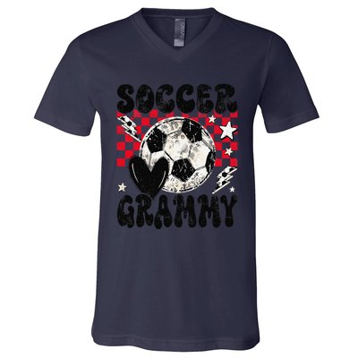 Groovy Soccer Grammy Soccer Lover MotherS Day V-Neck T-Shirt