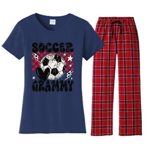 Groovy Soccer Grammy Soccer Lover MotherS Day Women's Flannel Pajama Set