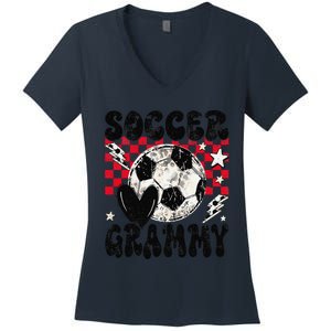 Groovy Soccer Grammy Soccer Lover MotherS Day Women's V-Neck T-Shirt