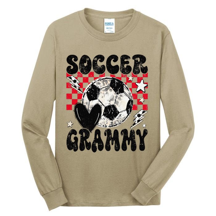 Groovy Soccer Grammy Soccer Lover MotherS Day Tall Long Sleeve T-Shirt