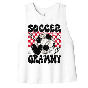 Groovy Soccer Grammy Soccer Lover MotherS Day Women's Racerback Cropped Tank