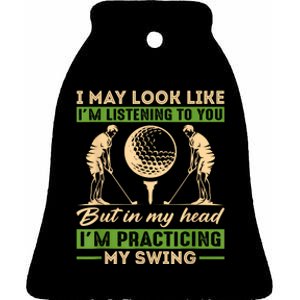 Golf Swing Golfer Joke For Golfing Sport Player Lover Fans Ceramic Bell Ornament