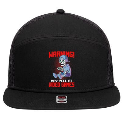 Gamer Skeleton Gaming Video Games 7 Panel Mesh Trucker Snapback Hat