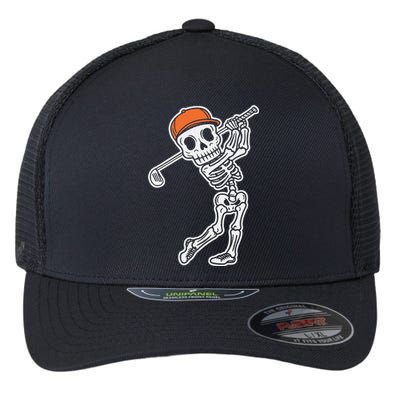 Golfer Skeleton Golf Halloween Sport Skeletons Flexfit Unipanel Trucker Cap