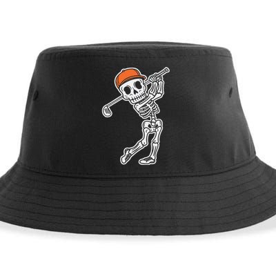 Golfer Skeleton Golf Halloween Sport Skeletons Sustainable Bucket Hat