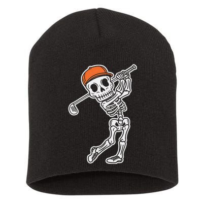 Golfer Skeleton Golf Halloween Sport Skeletons Short Acrylic Beanie