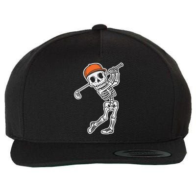 Golfer Skeleton Golf Halloween Sport Skeletons Wool Snapback Cap