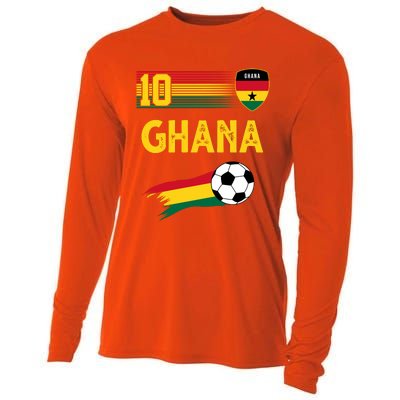 Ghana Soccer Ghanain Football Retro 10 Cooling Performance Long Sleeve Crew