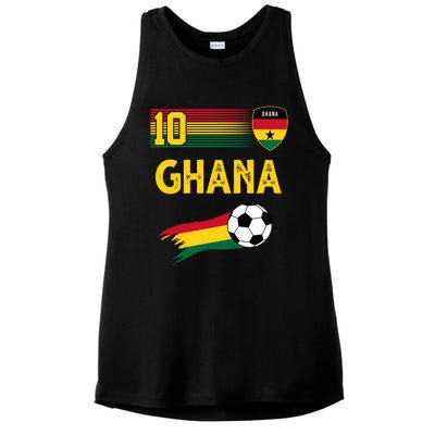 Ghana Soccer Ghanain Football Retro 10 Ladies PosiCharge Tri-Blend Wicking Tank