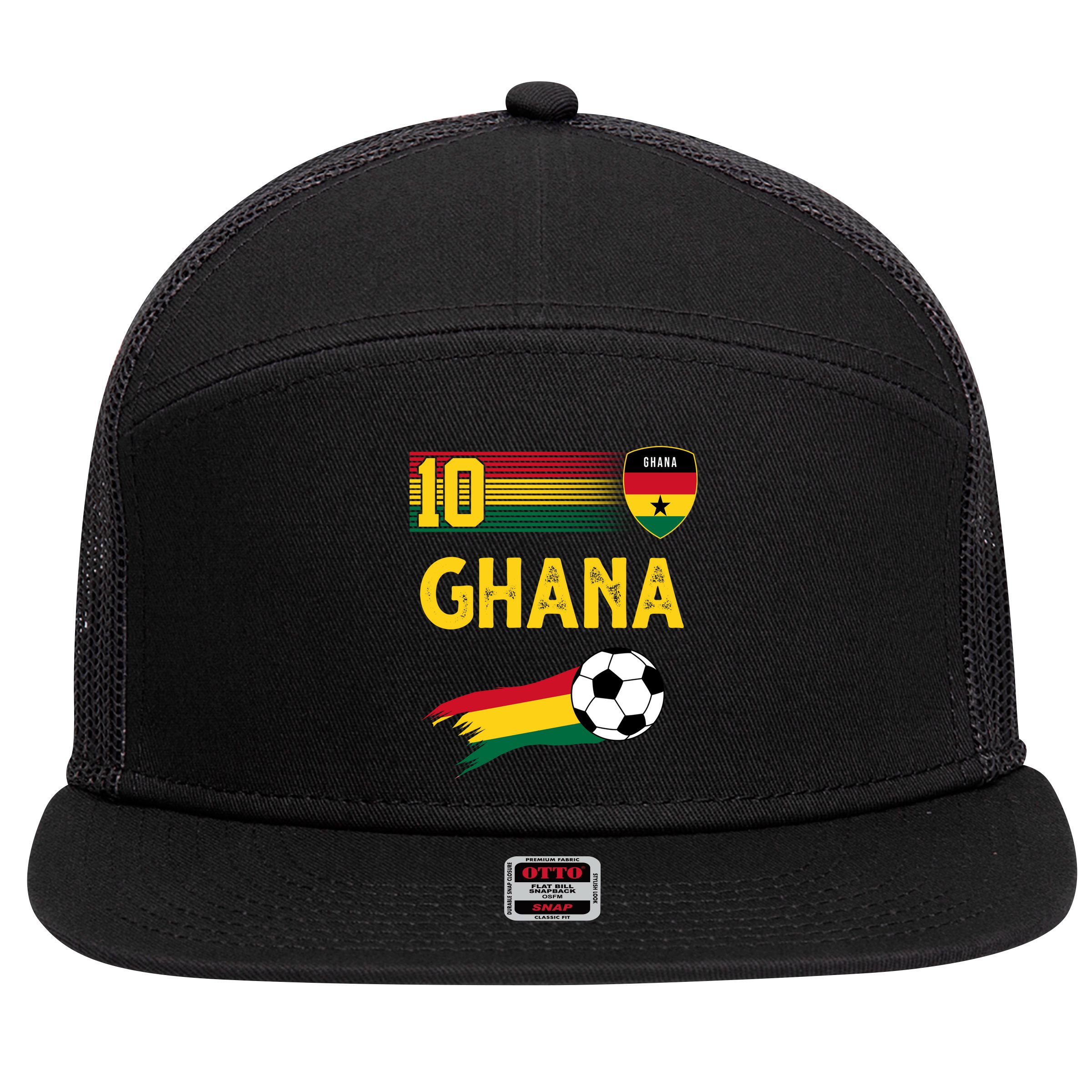 Ghana Soccer Ghanain Football Retro 10 7 Panel Mesh Trucker Snapback Hat