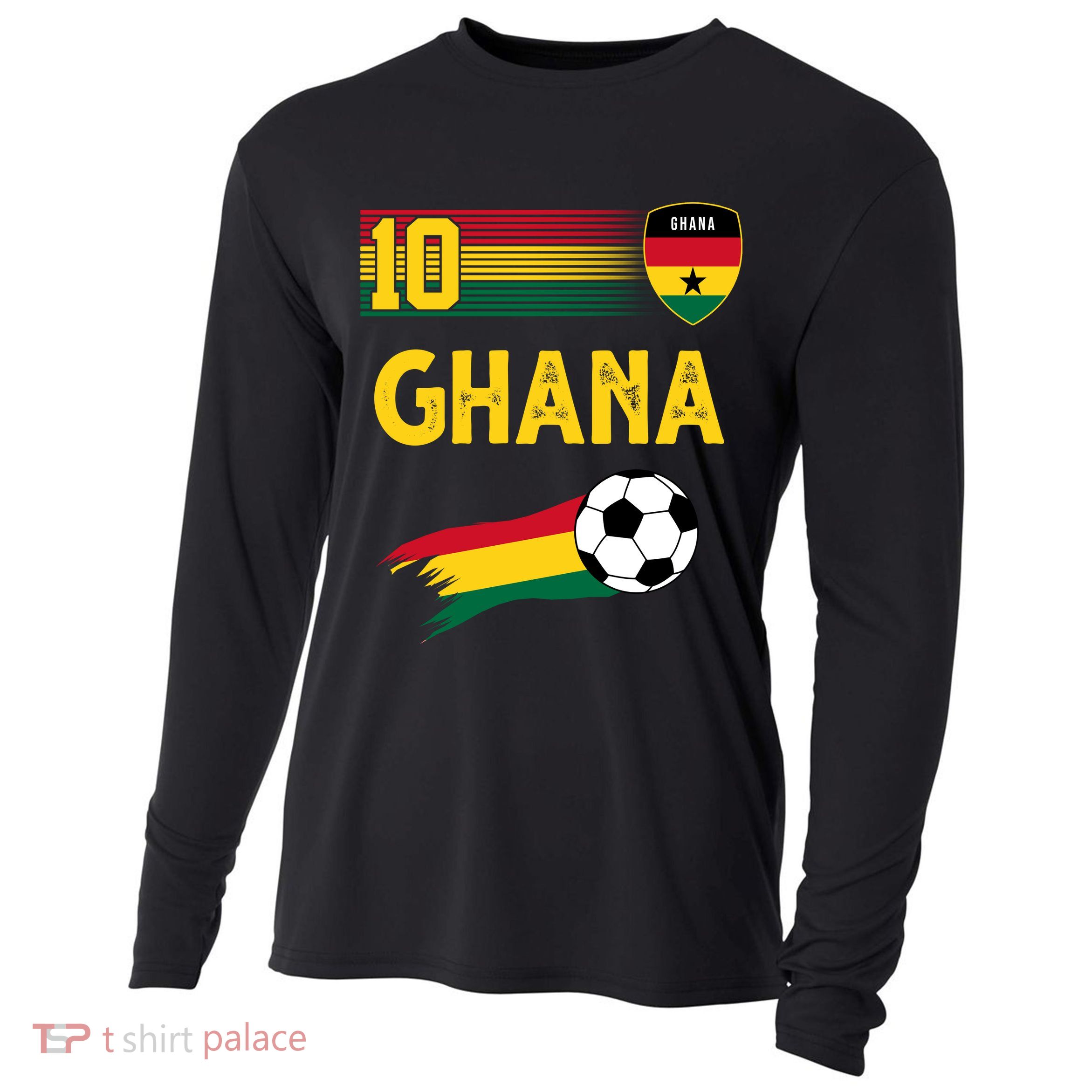 Ghana Soccer Ghanain Football Retro 10 Cooling Performance Long Sleeve Crew