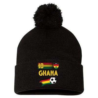 Ghana Soccer Ghanain Football Retro 10 Pom Pom 12in Knit Beanie