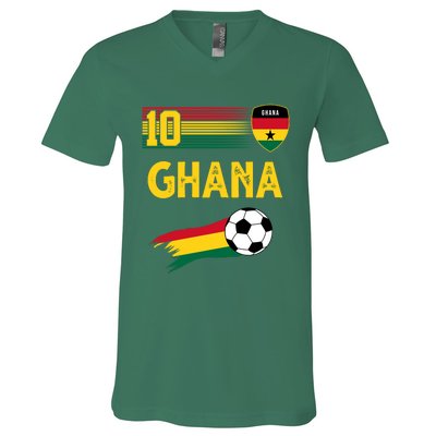 Ghana Soccer Ghanain Football Retro 10 V-Neck T-Shirt