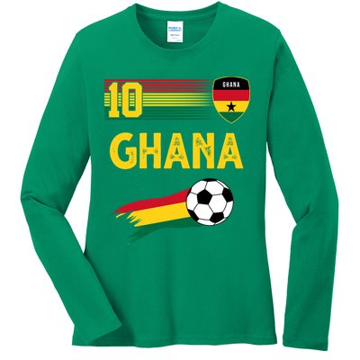 Ghana Soccer Ghanain Football Retro 10 Ladies Long Sleeve Shirt