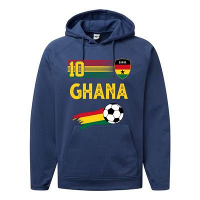 Ghana Soccer Ghanain Football Retro 10 Performance Fleece Hoodie