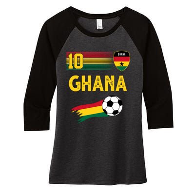 Ghana Soccer Ghanain Football Retro 10 Women's Tri-Blend 3/4-Sleeve Raglan Shirt