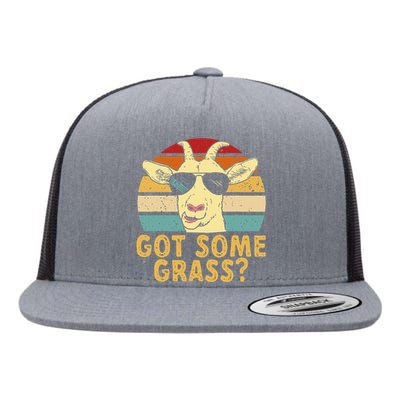 Goat Some Grass Funny Goat Farmer Flat Bill Trucker Hat