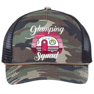 Glamping Squad Glamping Party RV Motorhome Camping Retro Rope Trucker Hat Cap