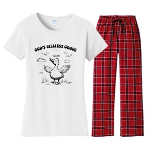 GodS Silliest Goose Funny Goose Women's Flannel Pajama Set