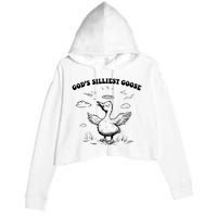 GodS Silliest Goose Funny Goose Crop Fleece Hoodie