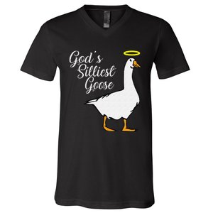 God's Silliest Goose God's Silliest Goose Duck Funny V-Neck T-Shirt