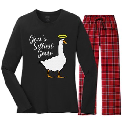 God's Silliest Goose God's Silliest Goose Duck Funny Women's Long Sleeve Flannel Pajama Set 