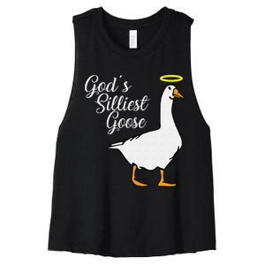 God's Silliest Goose God's Silliest Goose Duck Funny Women's Racerback Cropped Tank