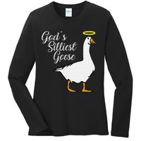 God's Silliest Goose God's Silliest Goose Duck Funny Ladies Long Sleeve Shirt