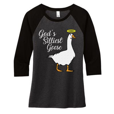 God's Silliest Goose God's Silliest Goose Duck Funny Women's Tri-Blend 3/4-Sleeve Raglan Shirt