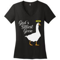 God's Silliest Goose God's Silliest Goose Duck Funny Women's V-Neck T-Shirt