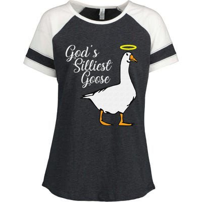 God's Silliest Goose God's Silliest Goose Duck Funny Enza Ladies Jersey Colorblock Tee