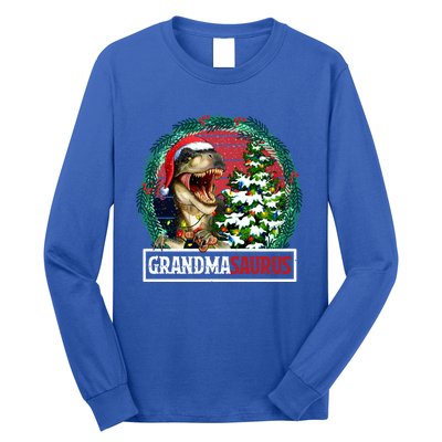 Grandmasaurus Santa Grandma Dinosaur Trex Xmas Tree Light Gift Long Sleeve Shirt