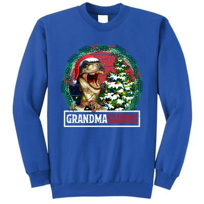 Grandmasaurus Santa Grandma Dinosaur Trex Xmas Tree Light Gift Tall Sweatshirt