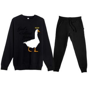 God's Silliest Goose Funny Goose Lover Sarcasm Premium Crewneck Sweatsuit Set