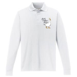 God's Silliest Goose Funny Goose Lover Sarcasm Performance Long Sleeve Polo