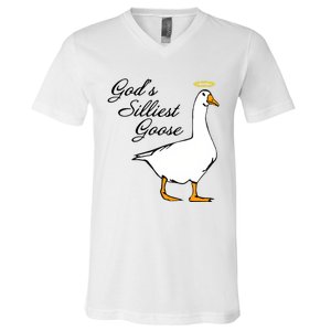 God's Silliest Goose Funny Goose Lover Sarcasm V-Neck T-Shirt