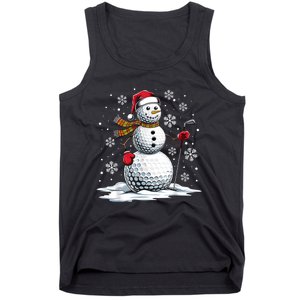 Golf Snowman Golf Player Santa Hat Christmas Funny Tank Top