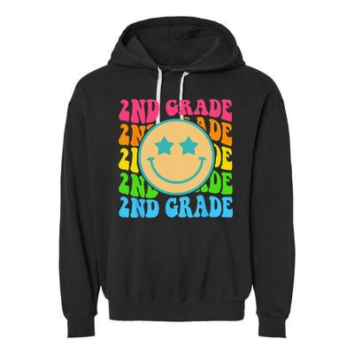 Groovy Second Grade Vibes Face Retro Teachers Back To School Garment-Dyed Fleece Hoodie