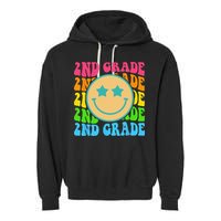 Groovy Second Grade Vibes Face Retro Teachers Back To School Garment-Dyed Fleece Hoodie