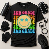 Groovy Second Grade Vibes Face Retro Teachers Back To School Performance Shirt
