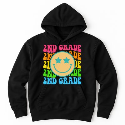 Groovy Second Grade Vibes Face Retro Teachers Back To School Hoodie