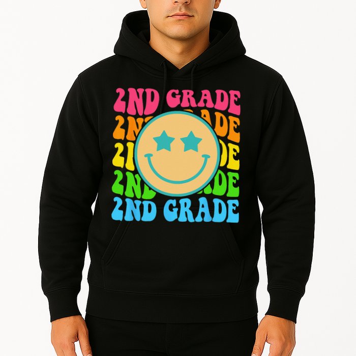 Groovy Second Grade Vibes Face Retro Teachers Back To School Hoodie