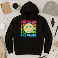 Groovy Second Grade Vibes Face Retro Teachers Back To School Hoodie