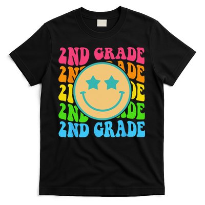 Groovy Second Grade Vibes Face Retro Teachers Back To School T-Shirt