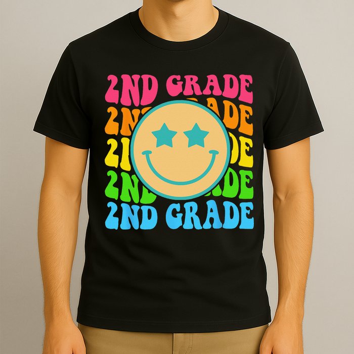 Groovy Second Grade Vibes Face Retro Teachers Back To School T-Shirt